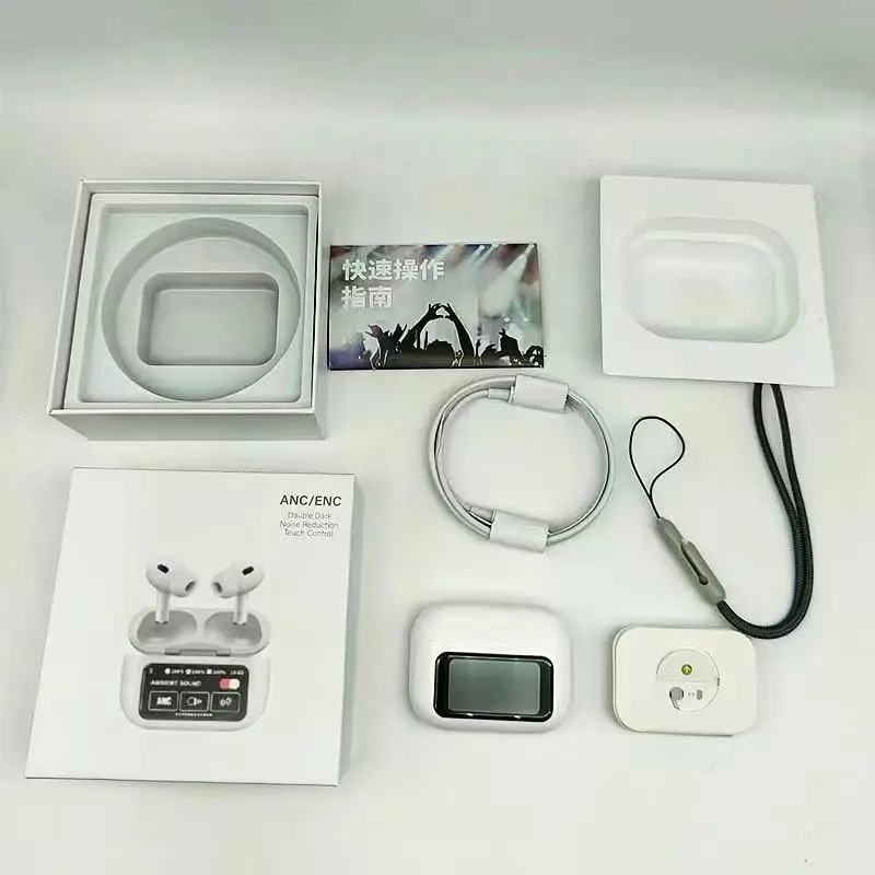 A9 Pro ANC Touch Screen Display Earbuds – White Color