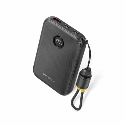 Vention FKAB0-C 10000mAh 22.5W Fast Charging Power Bank with Built-in USB-C Cable – Black