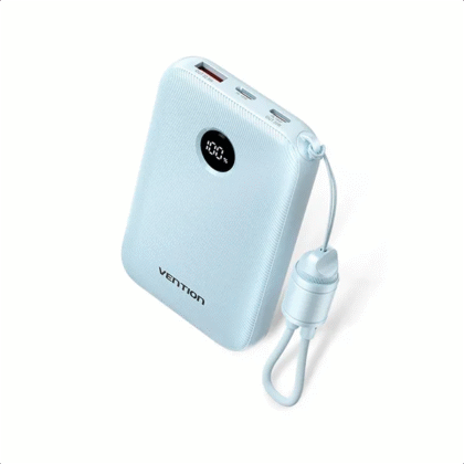 Vention FKAL0-C 10000mAh 22.5W Fast Charging Power Bank with Built-in USB-C Cable – Blue