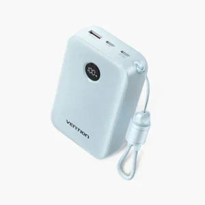 VENTION FKBL0-C 22.5W 20000mAh LED Display Power Bank with Built-in USB-C to C Cable – Blue